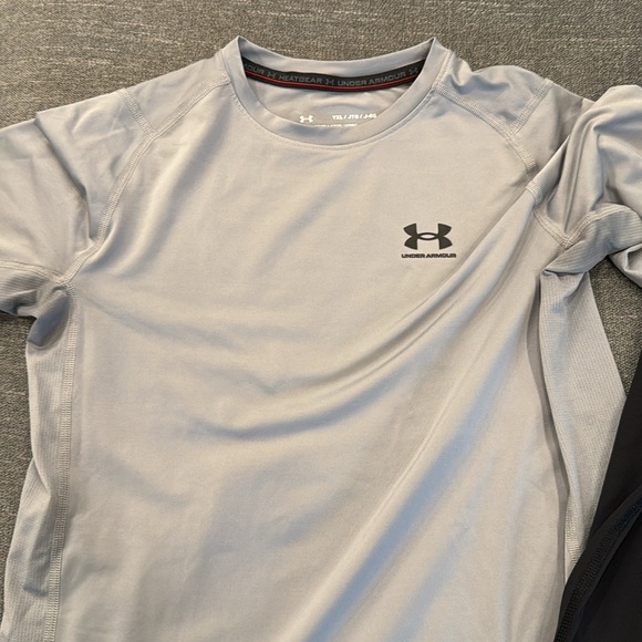 Boys size YXL Under Armour Black and Gray compression shirts. Worn a few times. - Picture 2 of 6
